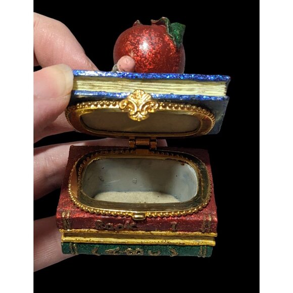 Vintage School Teacher Book Stack Trinket Box - Picture 3 of 6